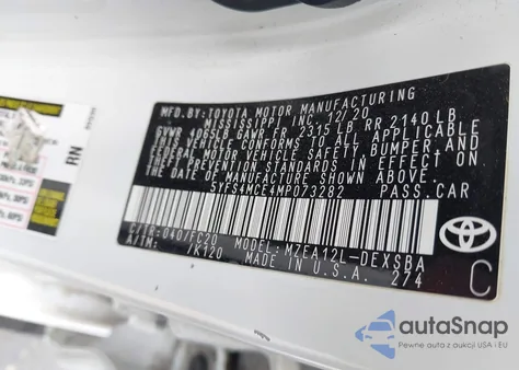 2021 Toyota Corolla Se Nightshade Edition из США, поврежденный, VIN 5YFS4MCE4MP073282